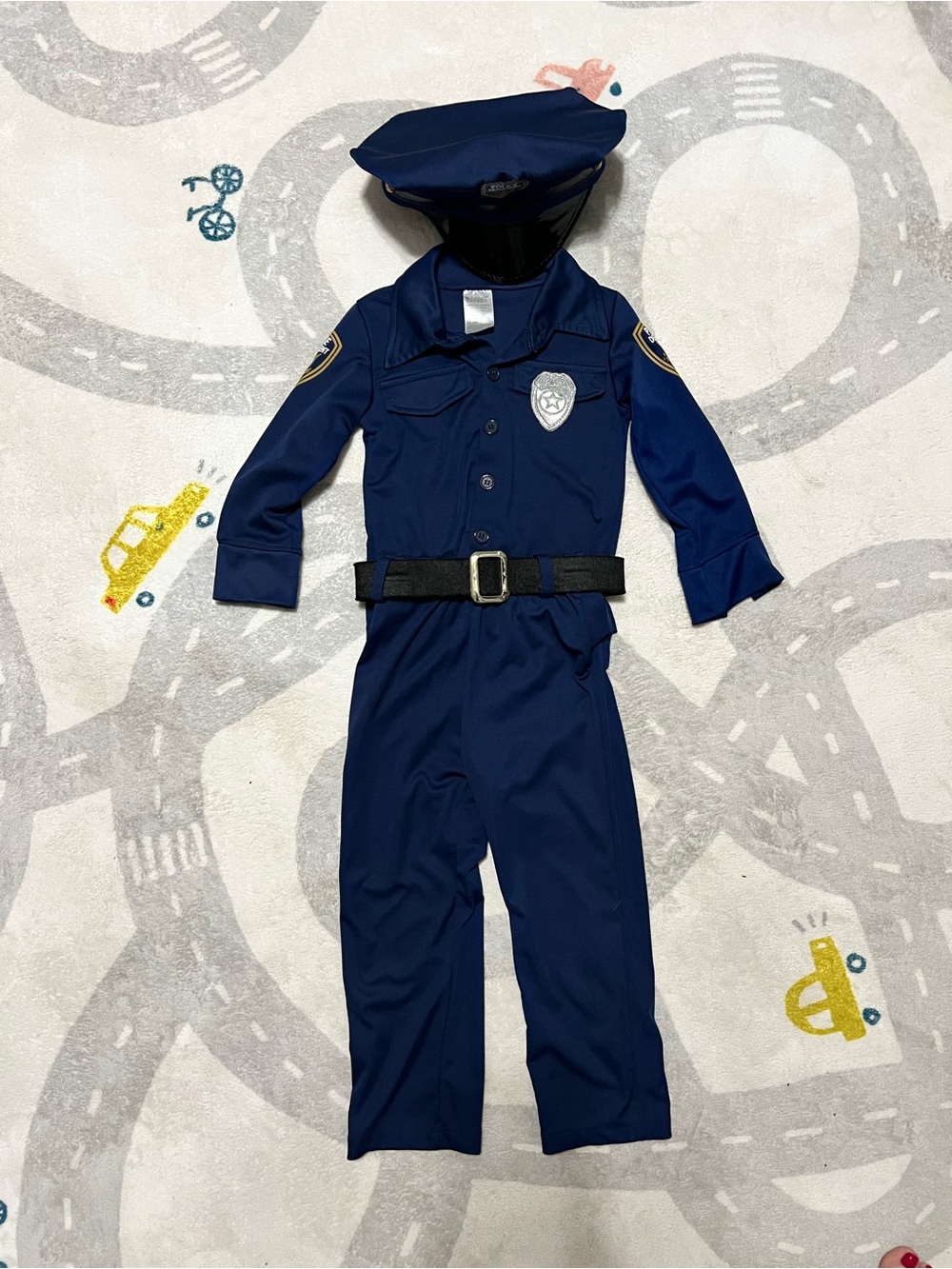 Kids Navy Blue Police Officer Costume with Hat and Belt 2T-4T